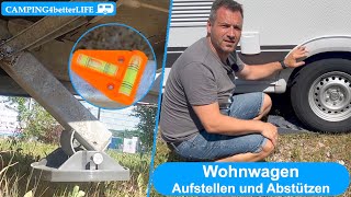 Camping  Tipp Wohnwagen Aufstellen und Abstützen  so gehts [upl. by Enrol]