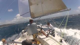 Second Day of the 3 Day Around Oahu Race Sailing on Stardust a Wiley 46 in 30 knots of wind [upl. by Aniras467]