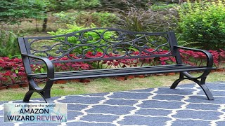 MFSTUDIO 50 Inches Outdoor Garden BenchCast Iron Metal Frame Patio Park Bench Review [upl. by Tupler]