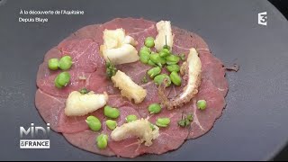 Recette  Bœuf de Bazas en carpaccio jeunes chipirons croustillants et févettes du jardin [upl. by Leohcin]