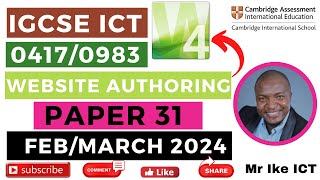 IGCSE ICT Paper 31 February March 2024 Website Authoring  Expression web 4 [upl. by Niamor631]