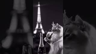 🐱🥂🗼 Cat sipping champagne by the EiffelTowershortsytshortscat viralvideo cute live funny [upl. by Nerdna]