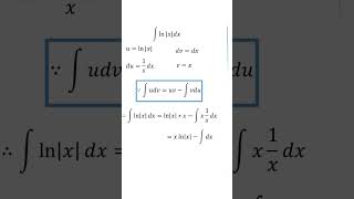 Integral por partes lnx dx cálculo maths algebra [upl. by Siuraj]