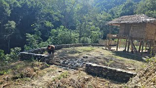 Building fences and gates with stone and cement to build a farm  Chuc Thi Hong [upl. by Ahtelra]