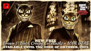 GTA Online • New Free Brown amp Black Creepy Cat Masks • Available until 23 Oktober • 🆕️🆓️🐱 [upl. by Lenoyl]