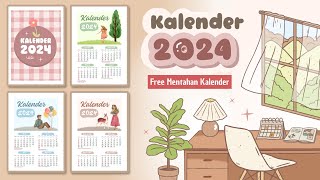 Cara Membuat Kalender di Canva  Kalender 2024 [upl. by Henson786]