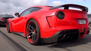 Novitec Rosso Ferrari F12 NLargo  Start Revs Drag Races [upl. by Urbanna]