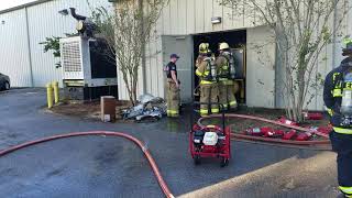 Another look from the scene of a fire at Joe Hudsons Collision Center [upl. by Sidnee]