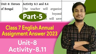 Class 7 English Annual Assignment Answer 2023  Unit 8 Activity 811  Courstika [upl. by Atteuqcaj607]