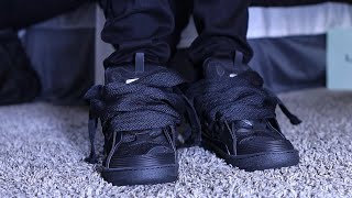 Lanvin “Triple Black” Curb Sneakers  Unboxing amp On Foot Review [upl. by Nosreme]