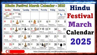 Hindu Festivals March Calendar 2025 marchcalendar2025 [upl. by Ellatnahc489]