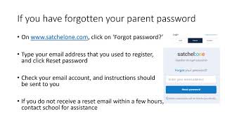 SatchelOne  Resetting a Parent Password Web browser [upl. by Annavoig219]