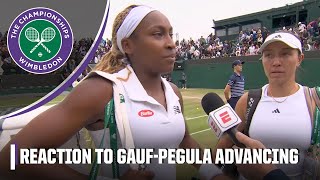 Coco Gauff amp Jessica Pegula react to advancing to Womens Doubles quarterfinal 🔥  Wimbledon on ESPN [upl. by Lekkim560]