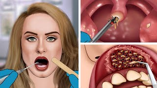 ASMR Animation Smelly Old Tonsil Stone Removal Animation [upl. by Hcurob]