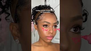 Using neon pink blush as concealer makeupshorts blushhack blush blushtechnique makeuptutorial [upl. by Cinelli]