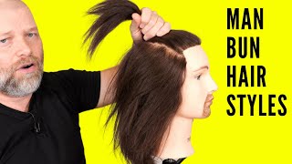 Man Bun Hairstyles Tutorial  TheSalonGuy [upl. by Jerrine]