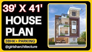 39x41 House plan  39 by 41 House Plan  39 x 41 House Design  4040 Map  Girish Architecture [upl. by Kenimod]