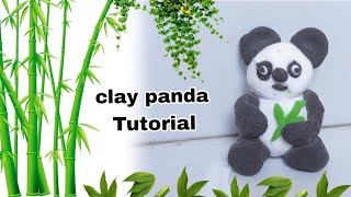 Easy cute panda makingAir Dry clay craft Easyclay panda tutorial step by step 🐼🐼 [upl. by Cadel]