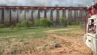 Rail Road bridge fire Colorado River in Lampasas County Texas [upl. by Truk]