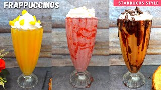 3 Frappucinos recipe  Mango Strawberry amp Chocolate Mocha Frappe  Cafe style Summer drinks [upl. by Odlo]