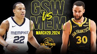 Golden State Warriors vs Memphis Grizzlies Full Game Highlights  March 20 2024  FreeDawkins [upl. by Stalker]