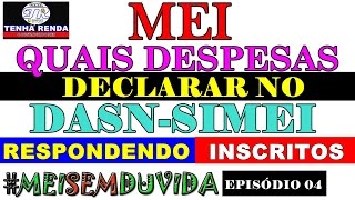 MEI  Despesas no DASNSIMEI Posso Declarar  MEISEMDUVIDA  Ep 04 [upl. by Nylirehc]