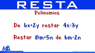 Resta de expresiones algebraicas  Ejemplo 2 Polinomios [upl. by Annuaerb]