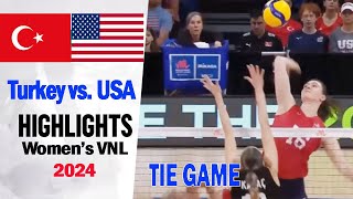 Womens VNL 2024  Turkey vs USA Highlights 362024  Volleyball nations league 2024 [upl. by Ahsenak]