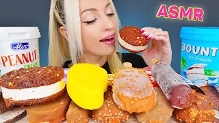 ASMR EATING CHOCOLATE ICE CREAM CANDY BARS SNICKERS KITKAT MILKA DESSERT MUKBANG 초코아이스크림 먹방 [upl. by Munford479]