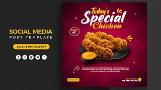 Food social media banner design for Freepik I Photoshop Tutorial [upl. by Bevers]