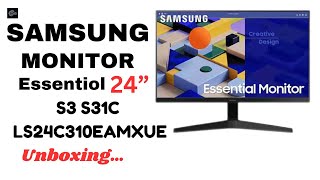 Unboxing Samsung Essential monitor 24quot S3 S31C IPS FHD 75Hz LS24C310EAMXUE 24quot [upl. by Ellerd]