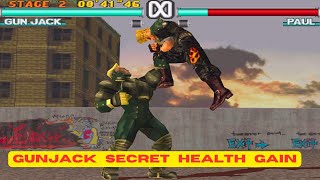 GUNJACK HEALTH GAIN SECRET MOVES GUNJACK BEST GAMEPLAY tekken3 [upl. by Giarg]