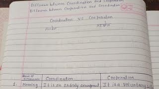 difference between coordination and cooperation class 12 cooperation vs coordination kya hota hai [upl. by Ebenezer686]