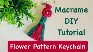 Flower KeychainDIYMacrame Keychain PatternEasy Macrame [upl. by Hibbert561]