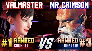 SF6 ▰ VALMASTER 1 Ranked ChunLi vs MISTER CRIMSON 3 Ranked Dhalsim ▰ High Level Gameplay [upl. by Mount674]