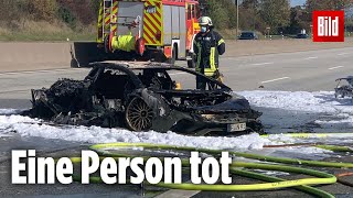 Zwei Lamborghinis und ein Porsche liefern sich Autorennen – Opfer verbrennt nach Unfall [upl. by Koal]