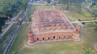 Shaṭ Gombuj Mashjid  ষাট গম্বুজ মসজিদ  Sixty Dome Mosque  Aerial View  Bagerhat Bangladesh [upl. by Travus]