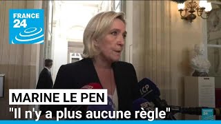 Marine Le Pen accuse lAssemblée nationale dêtre devenue quotune zone de nondroitquot • FRANCE 24 [upl. by Atinahc]