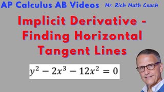 Implicit Derivatives  Finding Horizontal Tangent Lines [upl. by Wenonah]