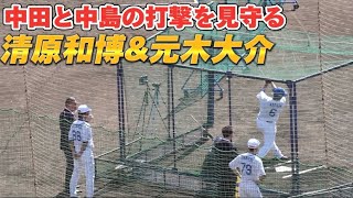 【清原和博amp元木大介】元巨人の中田翔・中島宏人選手のフリー打撃を見守る 202422中日ドラゴンズ沖縄キャンプ [upl. by Enida]