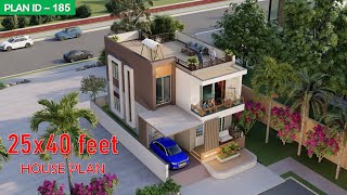 Stunning 25x40 House Plan with Car Parking  110 Gaj  1000 sqft  3D Floor Plan  25 by 40 Naksha [upl. by Jenifer]