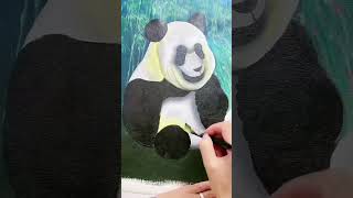 Canvas Panda painting tutorial for beginnersNature painting ideasshortspaintingpanda [upl. by Gnol]