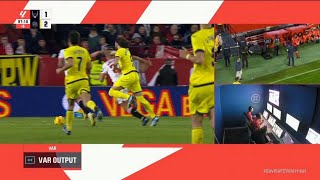 Ben Brereton Diaz goal vs Sevilla disallowed by VAR laliga villarreal sevilla [upl. by Enaed]