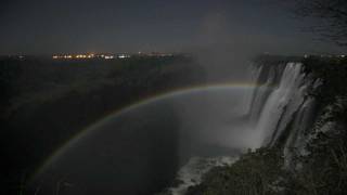 Moonbow Lunar Rainbow Timelapse at Victoria Falls Zambia HD [upl. by Laing]