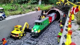 LEGO Cargo Train 7898  A Journey to the Triple Tunnel Site  Construction Video Part 19 [upl. by Humberto]