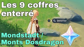 Les 9 COFFRES ENTERRÉS de MONDSTADT et des MONTS DOSDRAGON Guide Genshin Impact FR [upl. by Nihcas161]