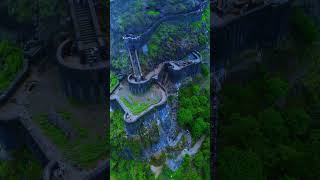 Lohagad Fort Drone view lonavala travel droneview shortvideo monsoon nature love [upl. by Nojid]