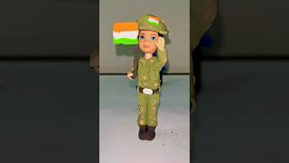 DIY INDIAN ARMY SOLDIER 🪖   mini clay toy  clayworking art skill Clay hand crafts  shorts [upl. by Chaddy]