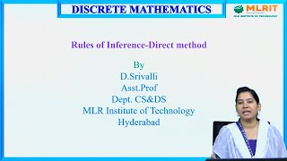 LEC12 Discrete mathematics  Rules of Inference  Direct method Continued by Ms D Srivalli [upl. by Meece]