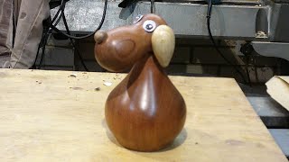 Wood turning an adorable Dog using three different woods 90 [upl. by Fowler80]